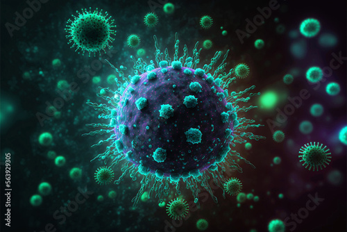 Covid-19 Virus Bacteria Background. Generative ai.