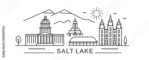 Salt Lake City Line View. Poster print minimal design. photo