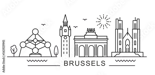 Brussels City Line View. Poster print minimal design. photo
