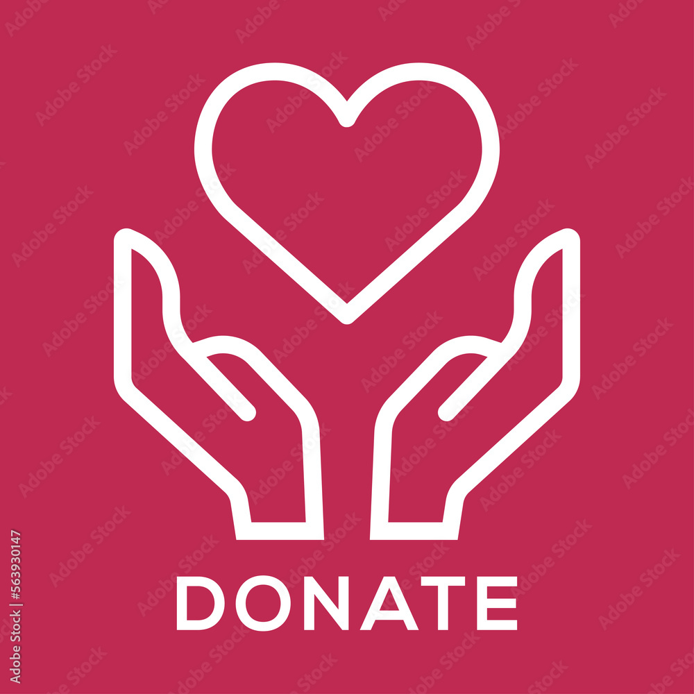 Donate poster, banner, and social media post with Viva Magenta, Pantone