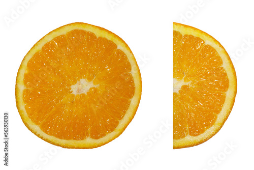Isolated slices of orange. Elements for design.