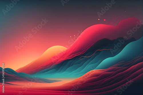 Beautiful landscape  colorful minimalist abstract style with generative AI