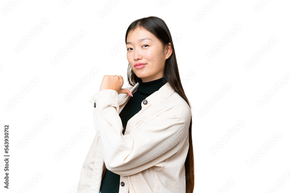 Young Asian woman over isolated chroma key background proud and self-satisfied Young Asian woman over isolated chroma key background proud and self-satisfied