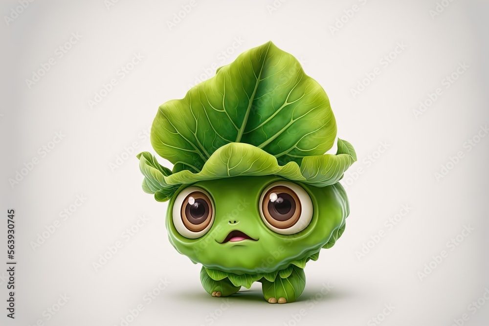 cute adorable little green baby butterhead lettuce looking with big