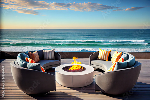Foto Exceptional Fire pit and furniture on modern luxury