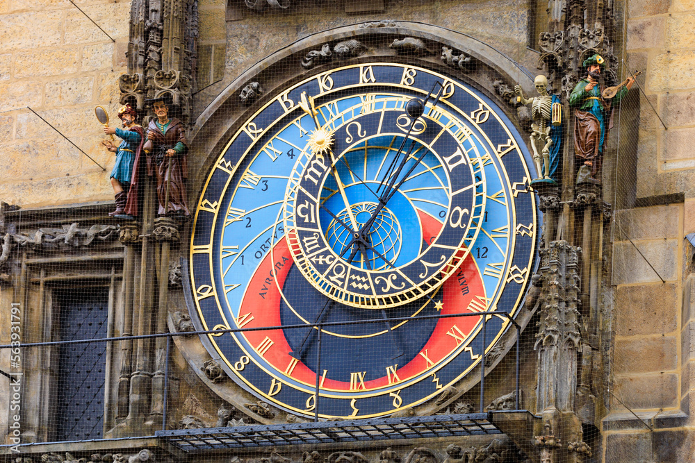 Prague astronomical clock close-up. The main attraction of the capital of the Czech Republic. Background Prague astronomical clock close-up. The main attraction of the capital of the Czech Republic. Background