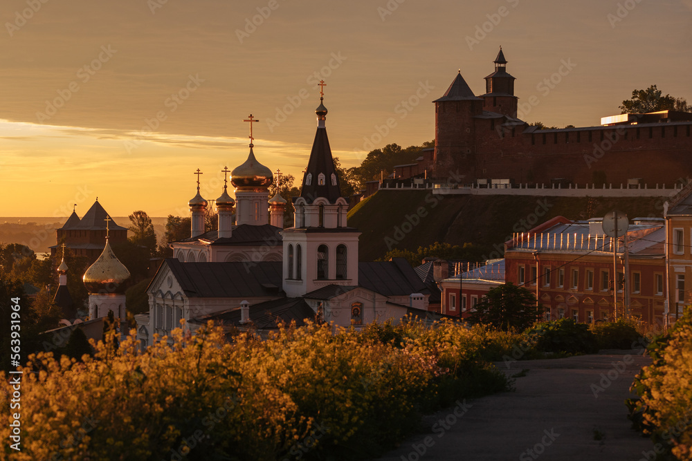 Church in front of an ancient fortress in Nizhny Novgorod, Russia