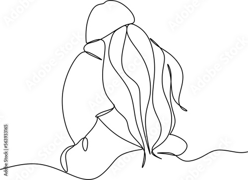 People embracing in continuous line art drawing style. One person giving the shoulder to another. Support and backing. Minimalist black linear sketch isolated on white background. Vector illustration