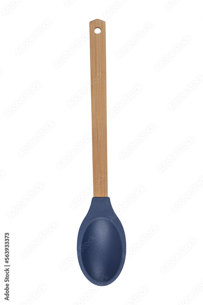 Isolated silicone baking spoon with wooden handle Isolated silicone baking spoon with wooden handle