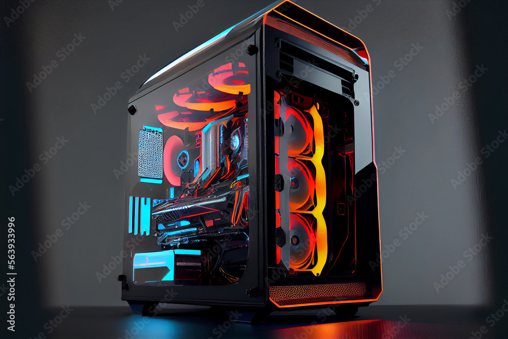 Futuristic Gaming PC Case: A Vibrant and Professional 3D Design for Power  and Technology Illustration Stock | Adobe Stock