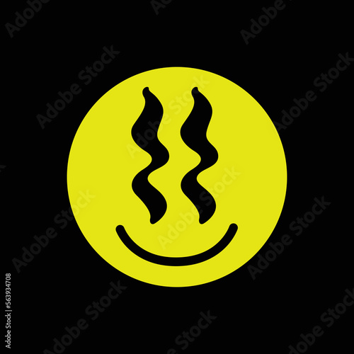 Psychedelic smile. Techno, rave acid  face logo. Vector illustration