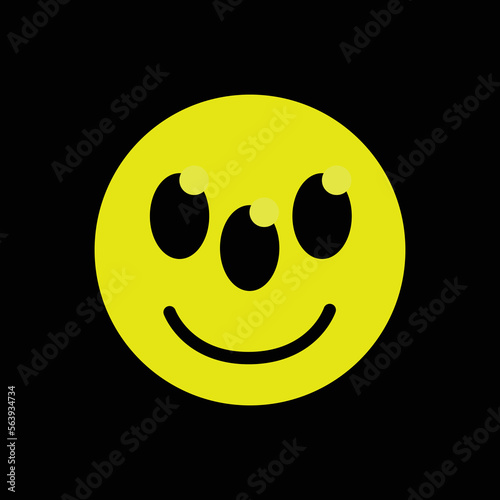 Psychedelic smile. Techno, rave acid  face logo. Vector illustration