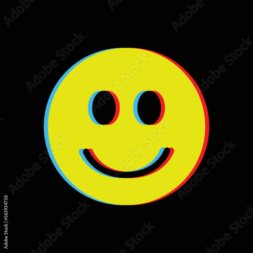Psychedelic smile. Techno, rave acid  face logo. Vector illustration © Igor