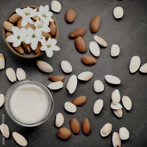 Dessert aus Milch, Jogurt und Mandeln