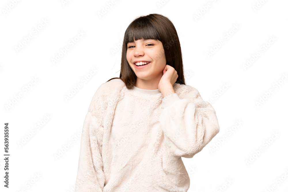 Little girl over isolated green chroma key background laughing Little girl over isolated green chroma key background laughing