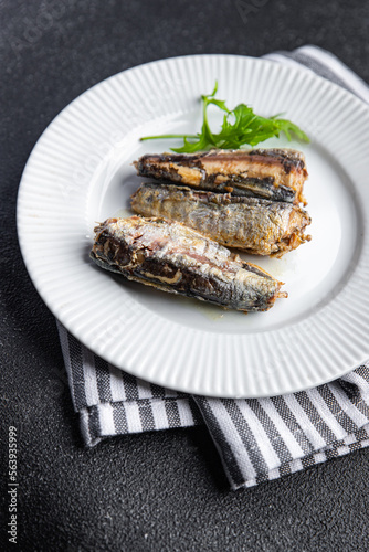 sardine in oil canned seafood healthy meal food snack on the table copy space food background rustic top view
