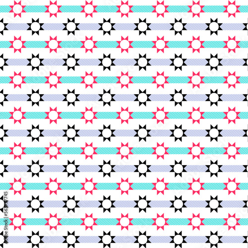 Simple lines vector  : Contrasting lines in blue red and black. Used for kitchenware design, fashion fabrics or home interior decorations.