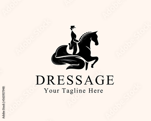 silhouette rider horse equestrian logo symbol design template illustration