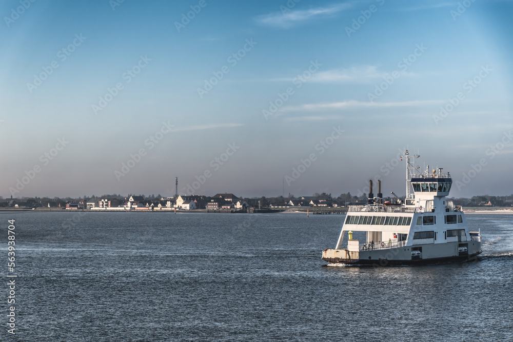 Ferry to Fanoe fanø from Esbjerg to Nordby in the wadden sea in Denmark