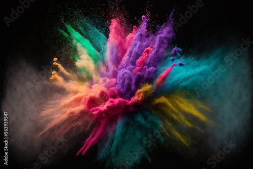Explosive Color Powder Burst Rainbow colors dust splash concept. Ai generated  © twindesigner