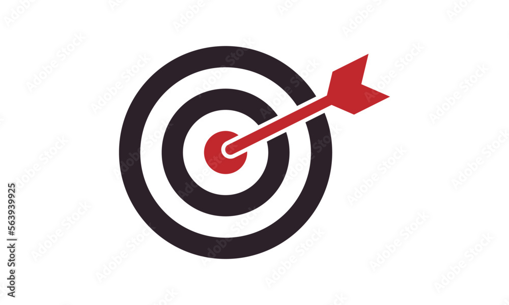 Bullseye target icon symbol. Arrow dart targeting market logo sign. Vector illustration image. Isolated on white background. Bullseye target icon symbol. Arrow dart targeting market logo sign. Vector illustration image. Isolated on white background.