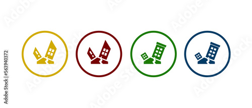 earthquake icon set. building earthquake concept in flat style concept.		