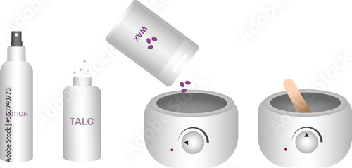 Waxing, melting wax, step by step depilation, vector