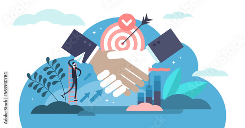 Partnership illustration, transparent background. Flat tiny business contract persons concept. Abstract company agreement and successful contract deal bonding.