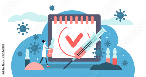 Vaccination illustration, transparent background. Flat tiny virus injection persons concept. Preventive medication dose to protect body from epidemic infection, virus, disease and illness.