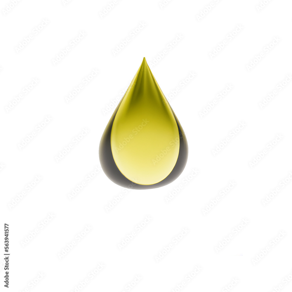 Oil drop isolate. 3d golden yellow liquid drop of vegetable oil for food or cosmetics on an empty white background. Generative Ai image illustration Oil drop isolate. 3d golden yellow liquid drop of vegetable oil for food or cosmetics on an empty white background. Generative Ai image illustration