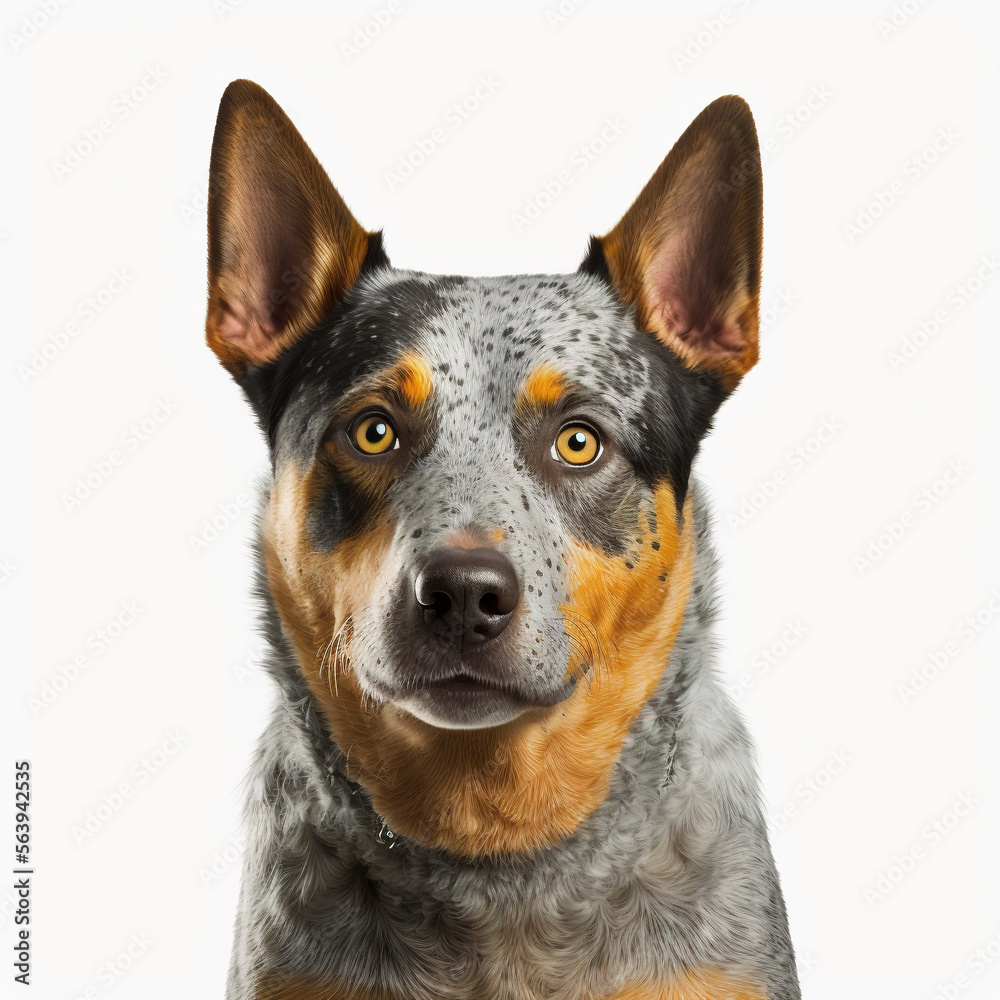 Australian Cattle Dog looking at camera, Photo Studio, Generative AI