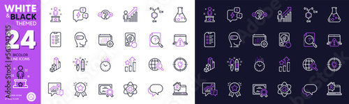Ranking stars, Stress and 3d chart line icons for website, printing. Collection of Work home, Atom core, Creativity icons. Recovery hdd, Checklist, International Ð¡opyright web elements. Vector