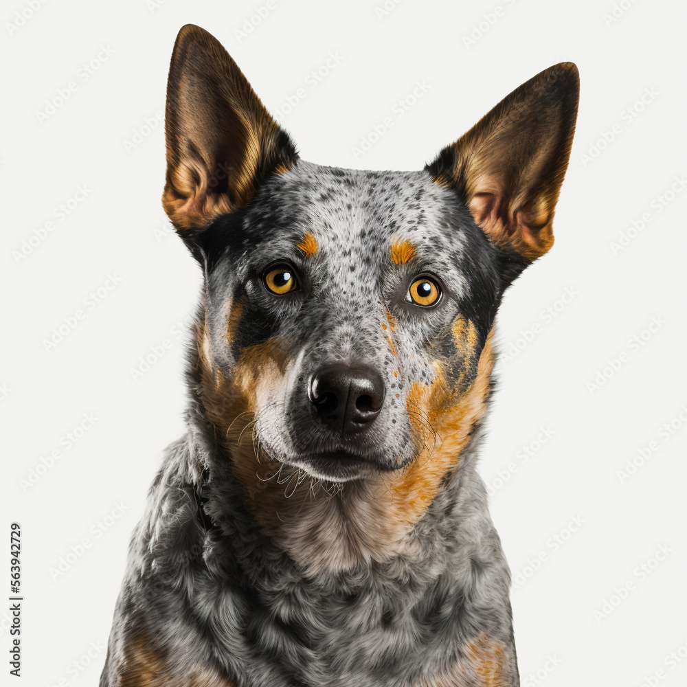 Australian Cattle Dog looking at camera, Photo Studio, Generative AI Australian Cattle Dog looking at camera, Photo Studio, Generative AI