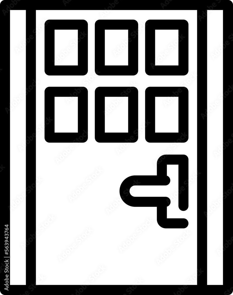 Entry door icon outline vector. Glass wood design. Lock knob Entry door icon outline vector. Glass wood design. Lock knob