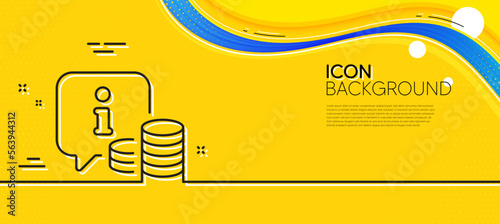 Information line icon. Abstract yellow background. Info speech bubble sign. Money inform symbol. Minimal info line icon. Wave banner concept. Vector