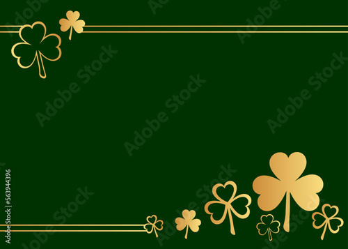 A golden clover border design on dark green
