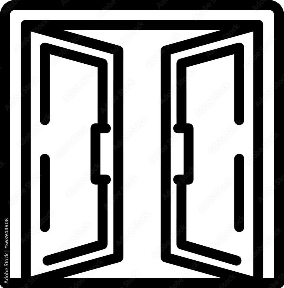 Open doors icon outline vector. Wood glass. Interior handle Open doors icon outline vector. Wood glass. Interior handle