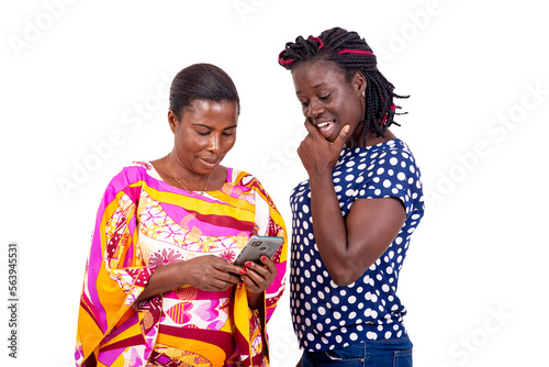 Two young women use apps to shop online.