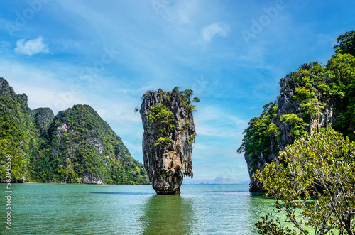 Splendid landscape of Ko Tapu facing James Bond Island in Koh Phing Kan in thailand,