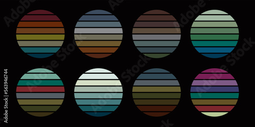 Original vector vintage set. Retro sunset collection.
