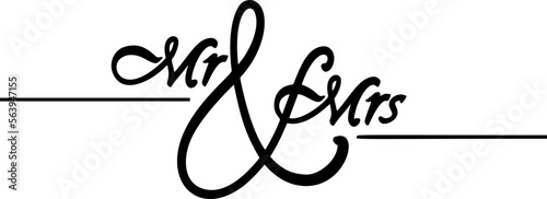 MR & MRS black vector brush calligraphy banner
