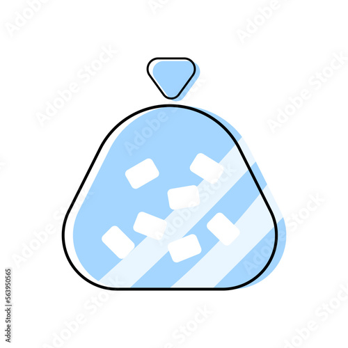 Bag of ice illustrations, ice packs icons on isolated background.