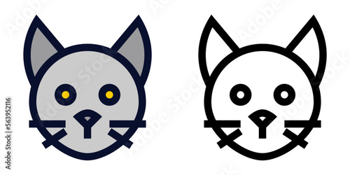 Cat Head. Color and Line Icons