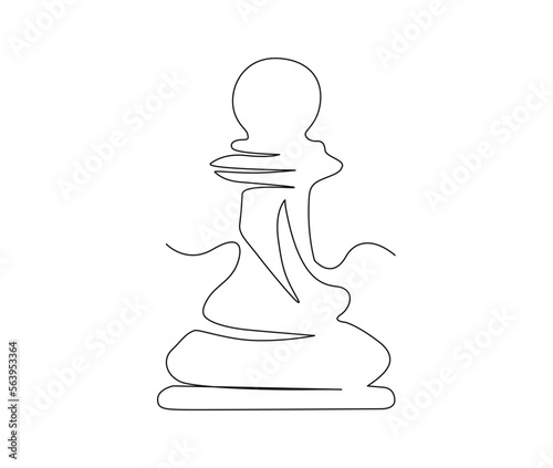 Continuous one line drawing of chess pawn. Simple pawn line art vector illustration.