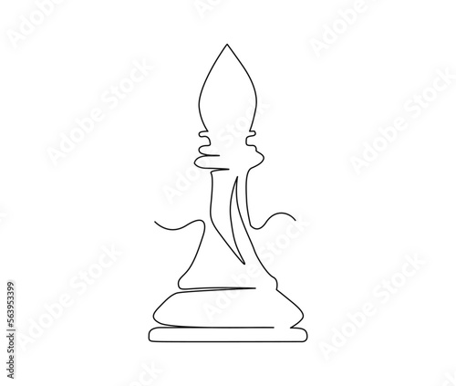 Continuous one line drawing of chess bishop. Simple loper or bishop line art vector illustration.