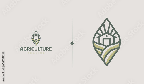 Agriculture Farm Logo Template. Universal creative premium symbol. Vector illustration. Creative Minimal design template. Symbol for Corporate Business Identity