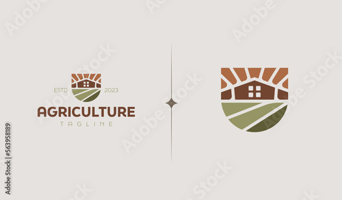 Agriculture Farm Logo Template. Universal creative premium symbol. Vector illustration. Creative Minimal design template. Symbol for Corporate Business Identity
