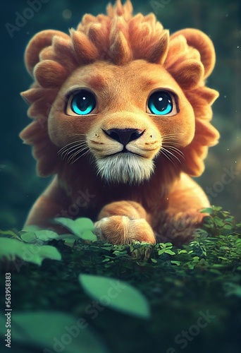 Baby lion. Generative AI