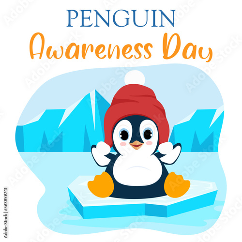 Penguin awareness day January 20, cute cartoon character, penguin, holiday penguin illustration 
