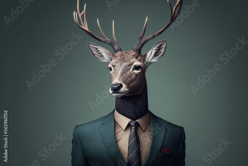 Portrait of a Deer dressed in an elegant business suit, generative ai © GHart